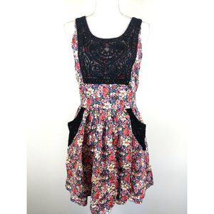 Topshop Embroidered Fit Flare Dress w/ pockets 6